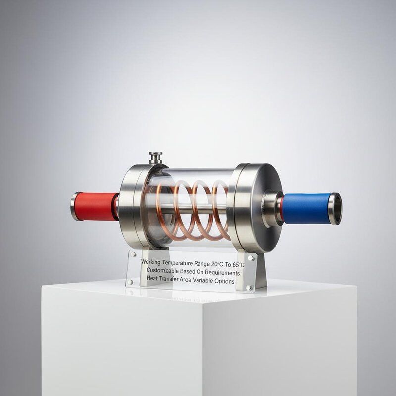 Échangeur de chaleur coaxial avec plage de température de fonctionnement de 20°C à 65°C et surface de transfert de chaleur variable pour applications à faible maintenance