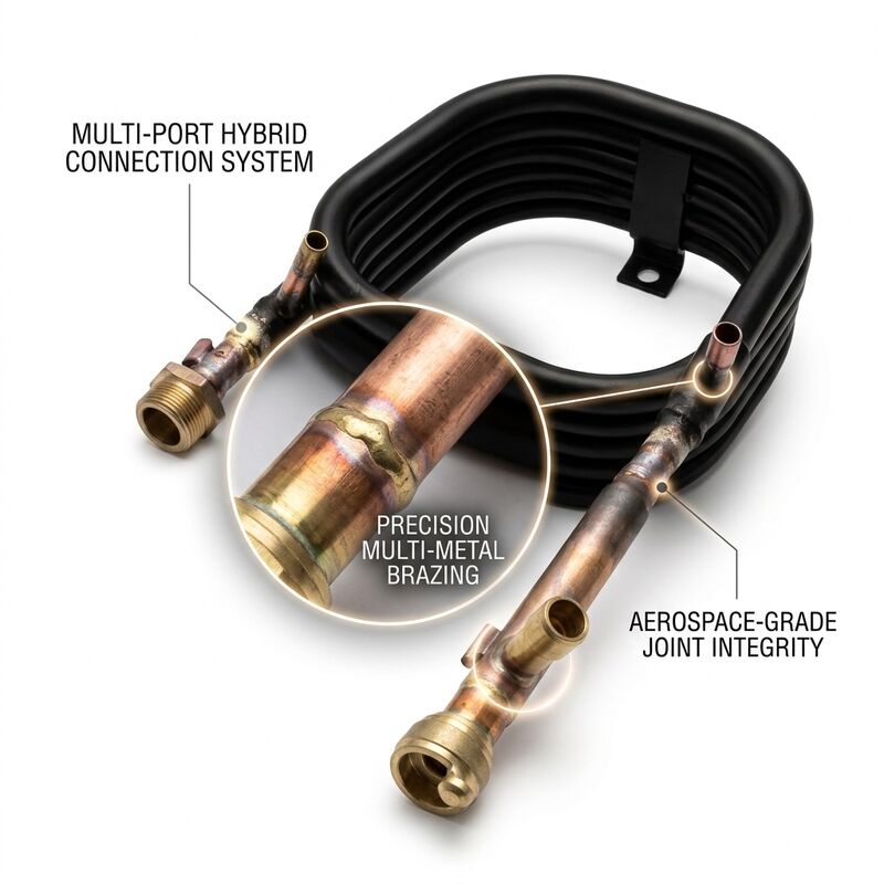Échangeur de chaleur coaxial HVAC tube-en-tube avec pression de réfrigérant de 4,2 MPa pression d'eau de 1,0 MPa