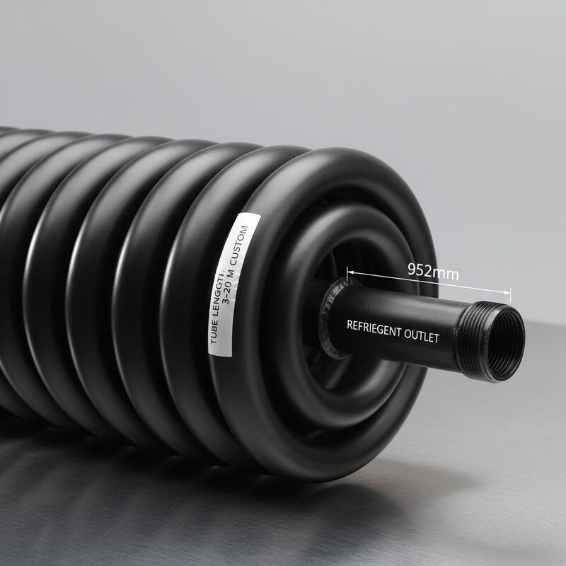 Échangeur de chaleur coaxial de peinture antirouille noire à pulvérisation avec sortie de réfrigérant de 9,52 mm et construction de torsion en spirale