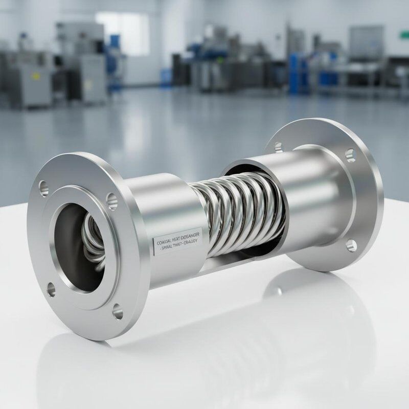Échangeur de chaleur coaxial HVAC à flanc avec construction de torsion en spirale et largeur de 140 mm pour un transfert de chaleur supérieur