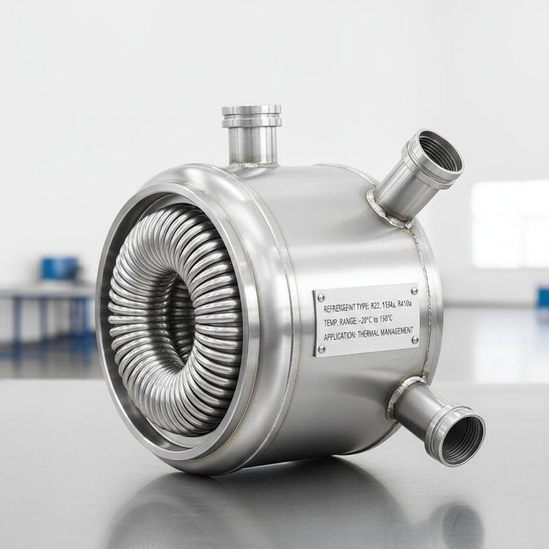Échangeur de chaleur coaxial à torsion en spirale avec peinture antirouille noire pulvérisée et puissance de 0,5 à 100 KW pour une gestion thermique efficace