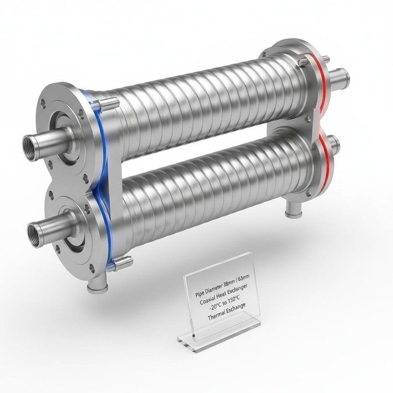 Échangeur de chaleur coaxial avec construction de tube de torsion en spirale pour une résistance élevée à la corrosion et un diamètre de tuyau de 38 mm/63 mm